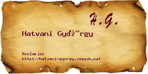Hatvani György névjegykártya